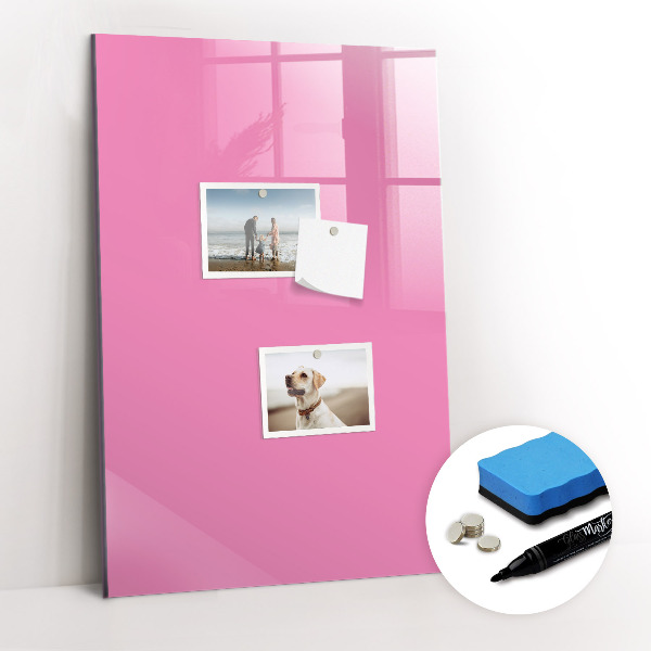 Magnetisch memobord van glas voor aan de muur Roze kleur
