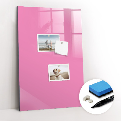 Magnetisch memobord van glas voor aan de muur Roze kleur