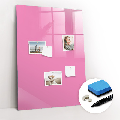 Magnetisch memobord van glas voor aan de muur Roze kleur