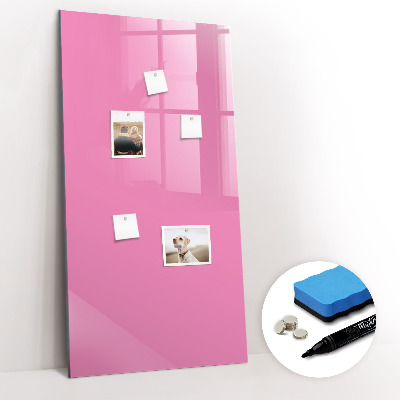 Magnetisch memobord van glas voor aan de muur Roze kleur