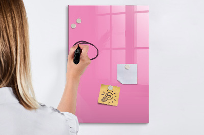 Magnetisch memobord van glas voor aan de muur Roze kleur