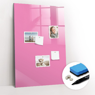 Magnetisch memobord van glas voor aan de muur Roze kleur