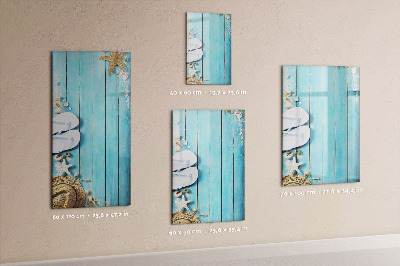 Wandbord van glas magnetisch en uitwisbaar Blauwe strandplanken