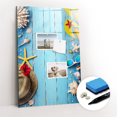 Glazen magneetbord met decoratieve print Strandset