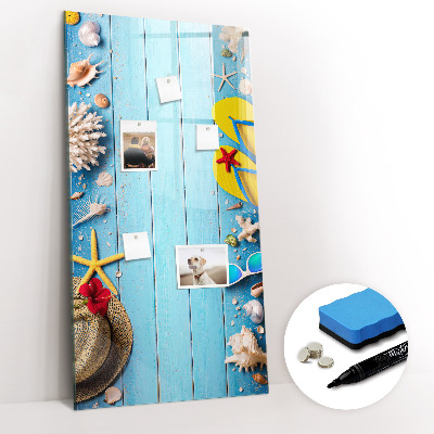 Glazen magneetbord met decoratieve print Strandset