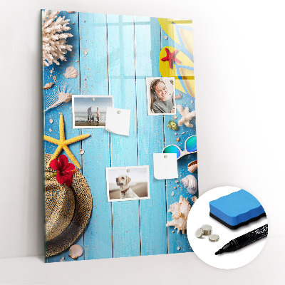 Glazen magneetbord met decoratieve print Strandset