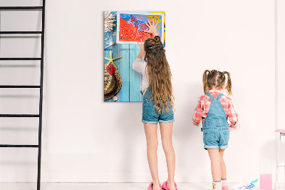 Glazen magneetbord met decoratieve print Strandset