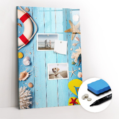 Magnetisch memobord van glas voor aan de muur Strandset voor liefhebbers