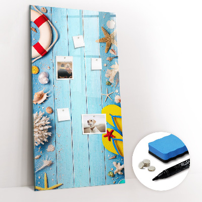 Magnetisch memobord van glas voor aan de muur Strandset voor liefhebbers