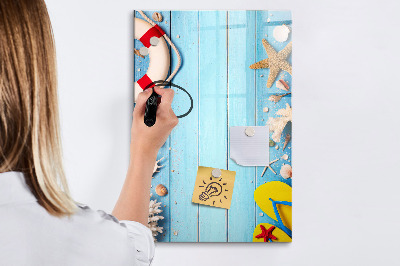 Magnetisch memobord van glas voor aan de muur Strandset voor liefhebbers