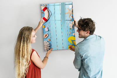 Magnetisch memobord van glas voor aan de muur Strandset voor liefhebbers