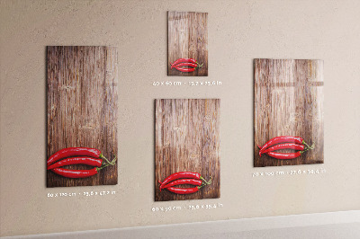 Glazen magneetbord met decoratieve print Paprika's op een plank