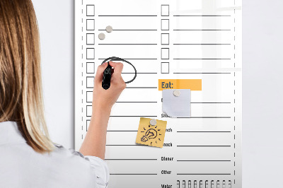 Magnetisch memobord van glas voor aan de muur Takenlijst