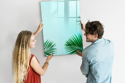 Glazen magneetbord met decoratieve print Tropische bladeren