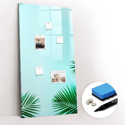 Glazen magneetbord met decoratieve print Tropische bladeren