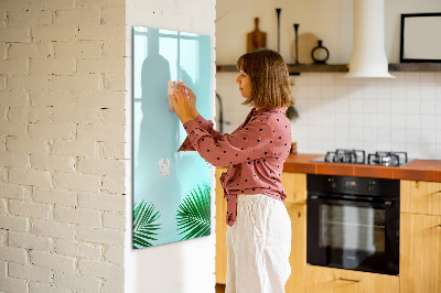 Glazen magneetbord met decoratieve print Tropische bladeren