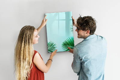 Glazen magneetbord met decoratieve print Tropische bladeren