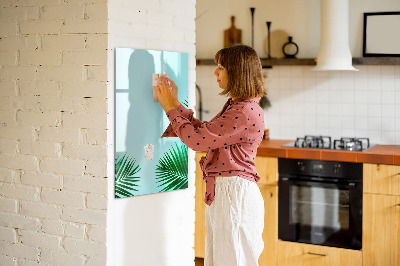 Glazen magneetbord met decoratieve print Tropische bladeren