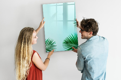 Glazen magneetbord met decoratieve print Tropische bladeren