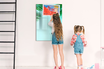 Magnetisch memobord van glas voor aan de muur Palmbladeren