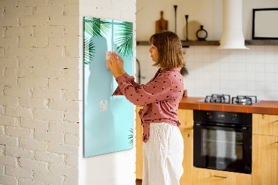 Magnetisch memobord van glas voor aan de muur Palmbladeren