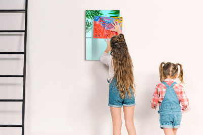 Magnetisch memobord van glas voor aan de muur Palmbladeren