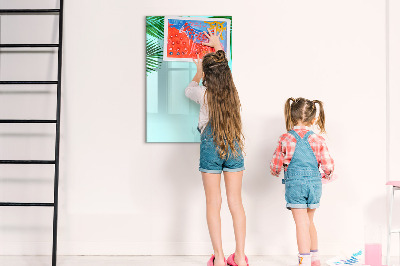 Magnetisch memobord van glas voor aan de muur Palmbladeren