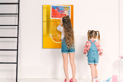Wandbord van glas magnetisch en uitwisbaar Sinaasappelsap