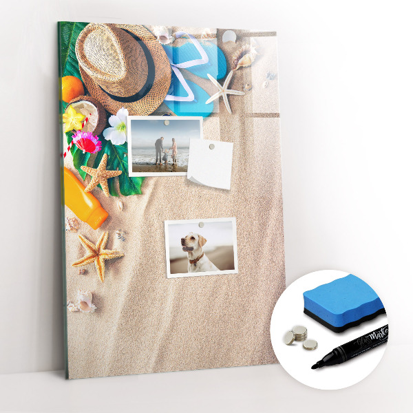 Glazen magneetbord met decoratieve print Zandstrand
