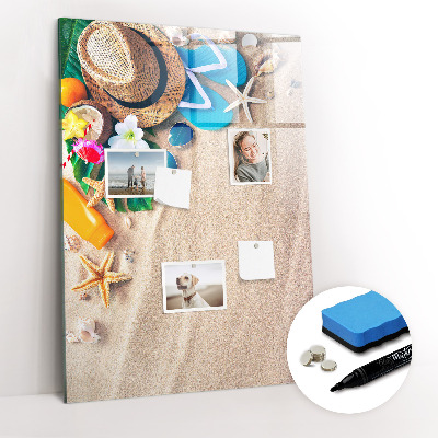 Glazen magneetbord met decoratieve print Zandstrand