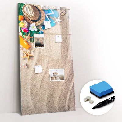 Glazen magneetbord met decoratieve print Zandstrand