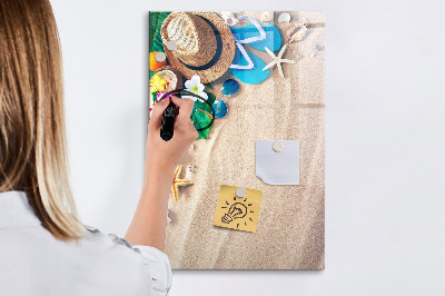Glazen magneetbord met decoratieve print Zandstrand