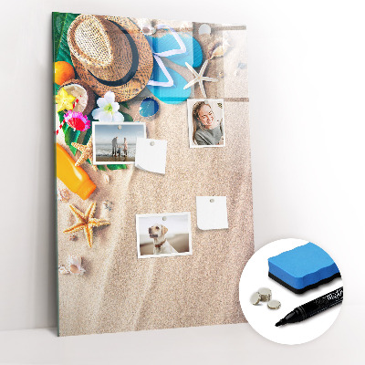 Glazen magneetbord met decoratieve print Zandstrand