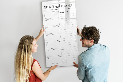 Glazen magneetbord met decoratieve print Wekelijkse maaltijdplanner