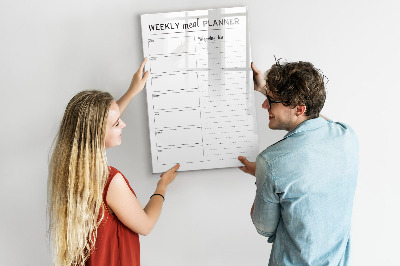 Glazen magneetbord met decoratieve print Wekelijkse maaltijdplanner