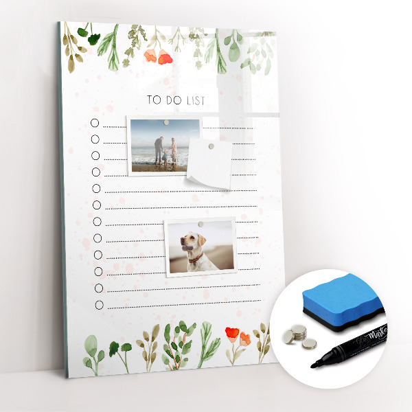 Wandbord van glas magnetisch en uitwisbaar De lijst van vandaag