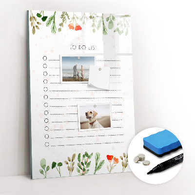 Wandbord van glas magnetisch en uitwisbaar De lijst van vandaag