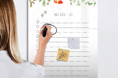 Wandbord van glas magnetisch en uitwisbaar De lijst van vandaag