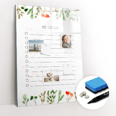 Wandbord van glas magnetisch en uitwisbaar De lijst van vandaag