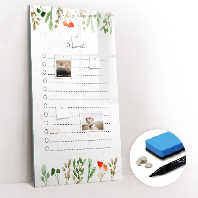 Wandbord van glas magnetisch en uitwisbaar De lijst van vandaag