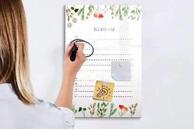 Wandbord van glas magnetisch en uitwisbaar De lijst van vandaag