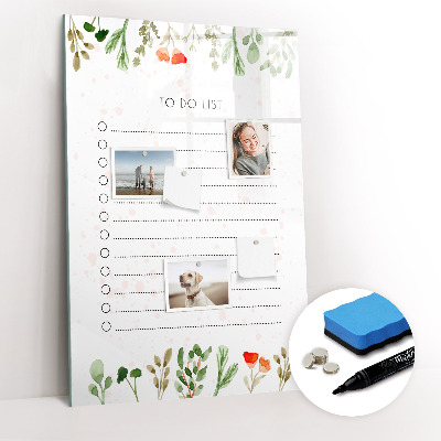 Wandbord van glas magnetisch en uitwisbaar De lijst van vandaag