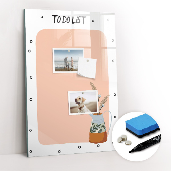 Glazen magneetbord met decoratieve print Takenlijst