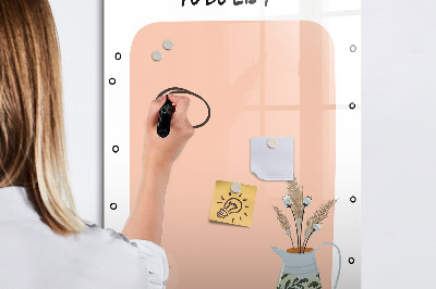 Glazen magneetbord met decoratieve print Takenlijst