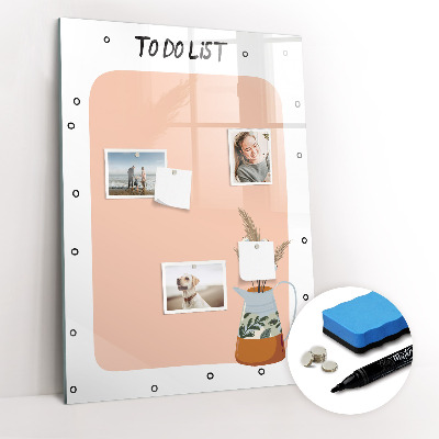Glazen magneetbord met decoratieve print Takenlijst