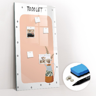 Glazen magneetbord met decoratieve print Takenlijst