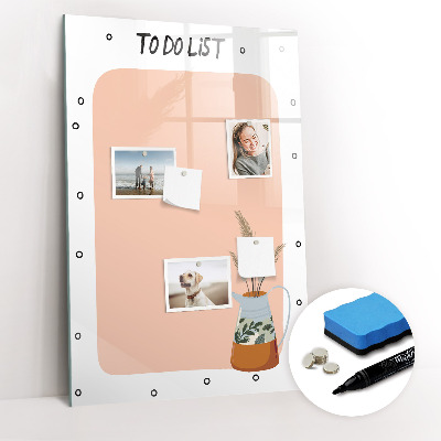 Glazen magneetbord met decoratieve print Takenlijst
