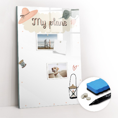 Magnetisch memobord van glas voor aan de muur Mijn plannen