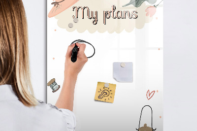 Magnetisch memobord van glas voor aan de muur Mijn plannen
