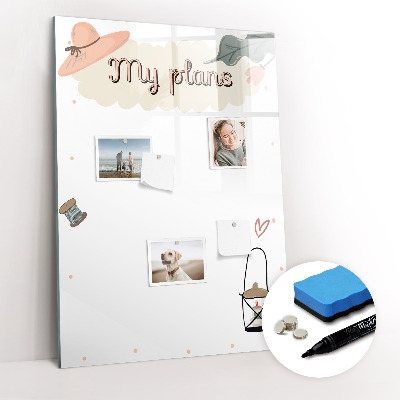 Magnetisch memobord van glas voor aan de muur Mijn plannen